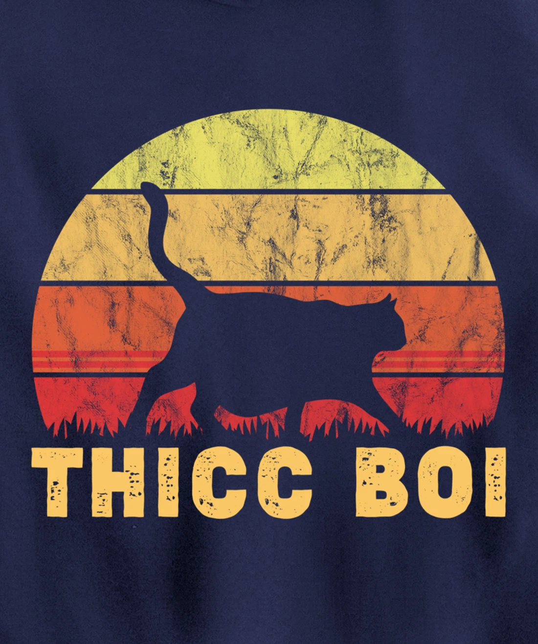 Vintage Thicc Boi Gifts for Boy Cat Fat Chonk Meme Lovers Pullover Hoodie