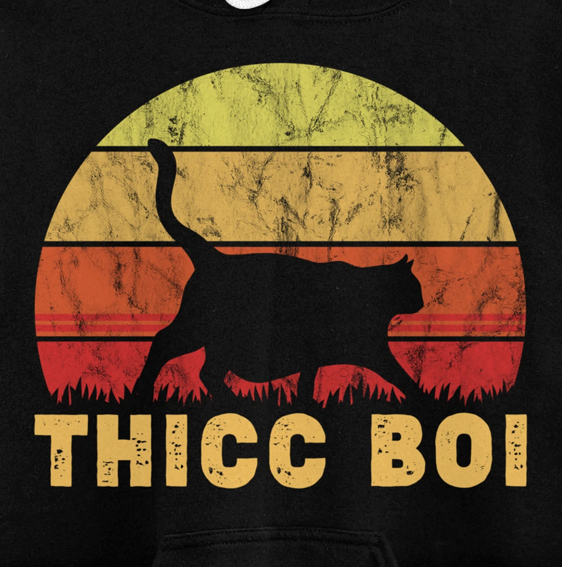 Vintage Thicc Boi Gifts for Boy Cat Fat Chonk Meme Lovers Pullover Hoodie