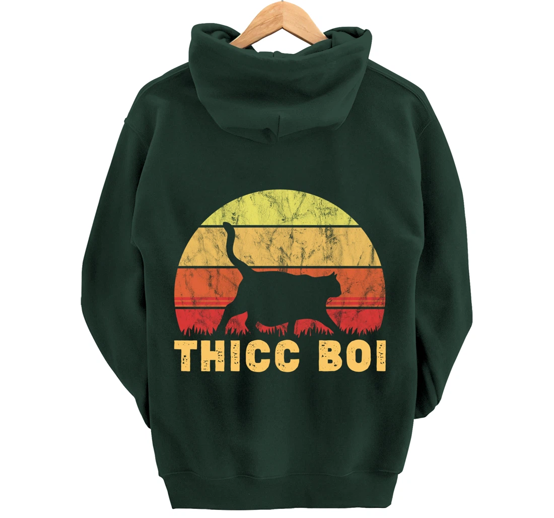 Vintage Thicc Boi Gifts for Boy Cat Fat Chonk Meme Lovers Pullover Hoodie