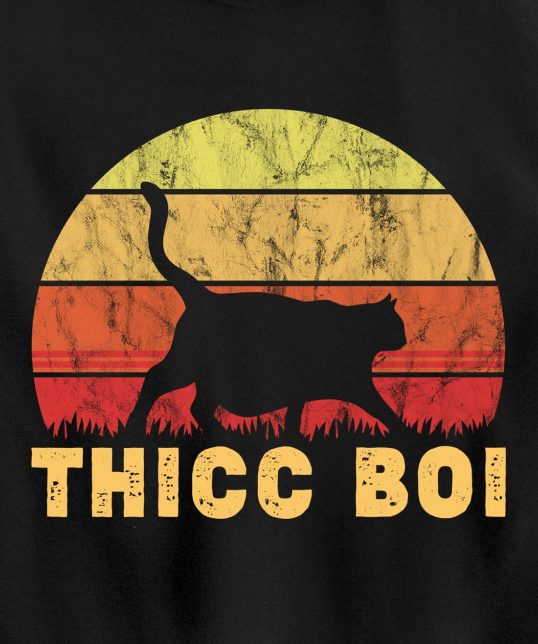 Vintage Thicc Boi Gifts for Boy Cat Fat Chonk Meme Lovers Pullover Hoodie