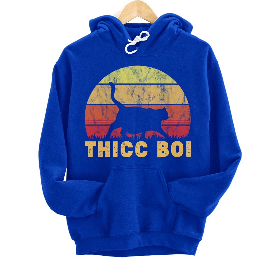 Vintage Thicc Boi Gifts for Boy Cat Fat Chonk Meme Lovers Pullover Hoodie