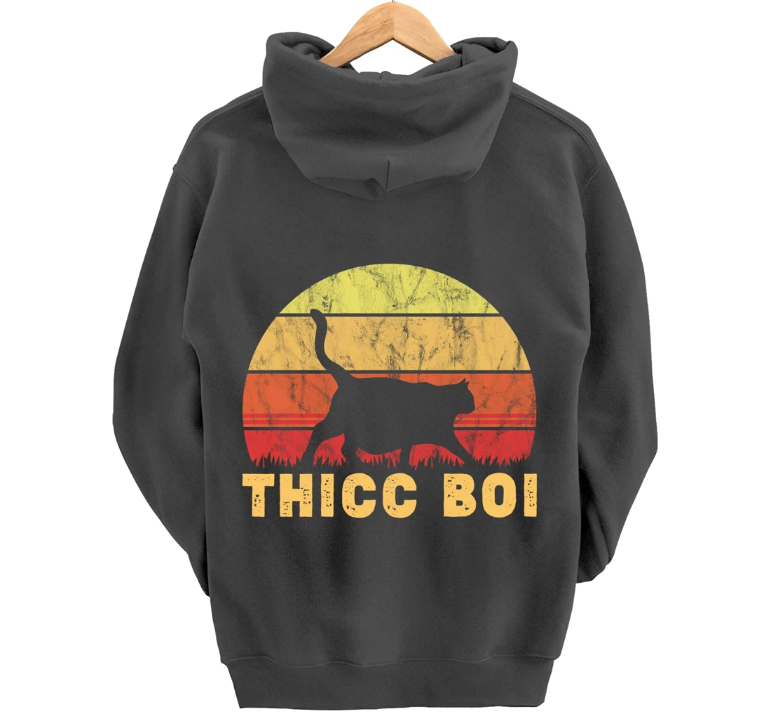 Vintage Thicc Boi Gifts for Boy Cat Fat Chonk Meme Lovers Pullover Hoodie