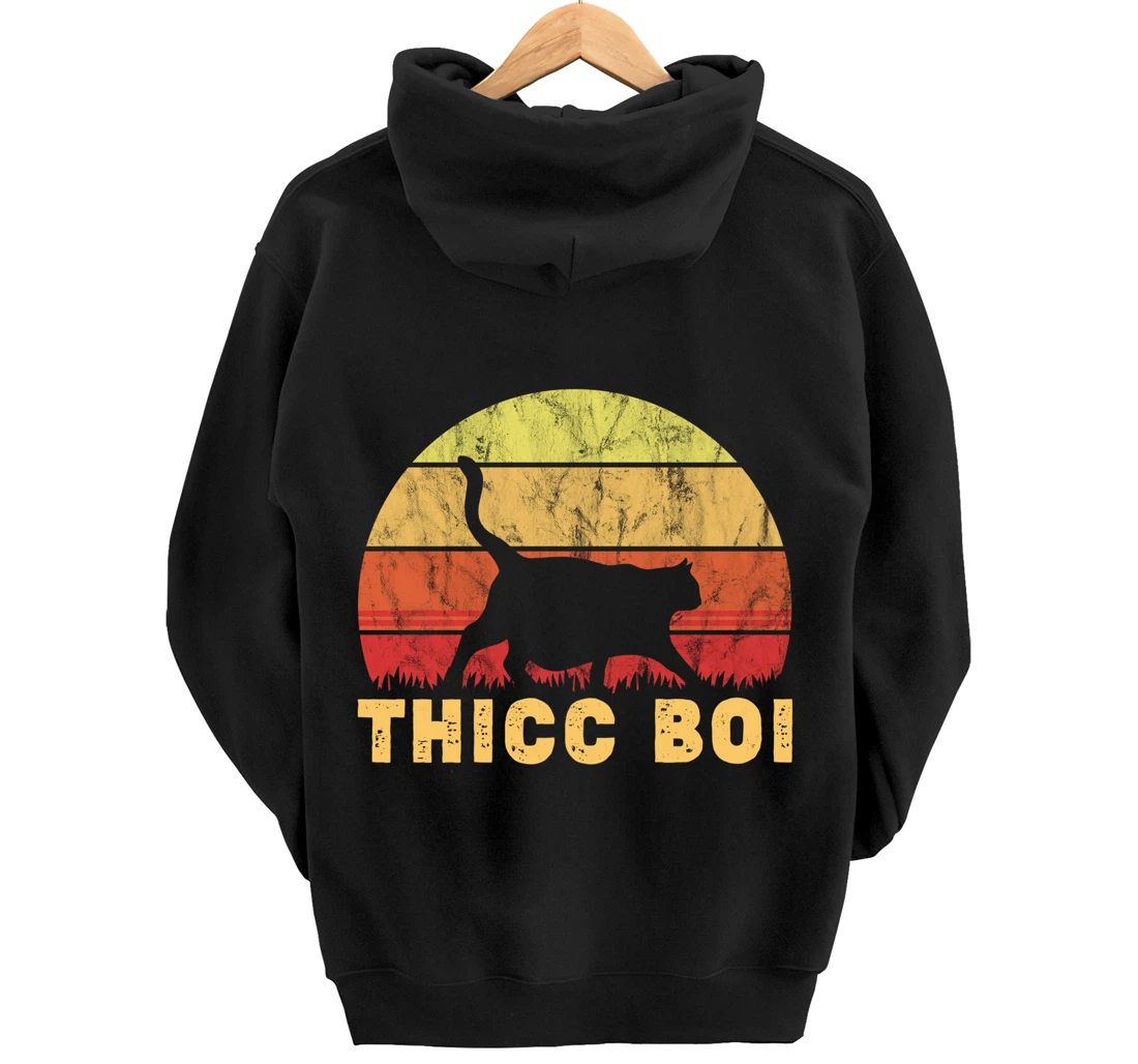 Vintage Thicc Boi Gifts for Boy Cat Fat Chonk Meme Lovers Pullover Hoodie