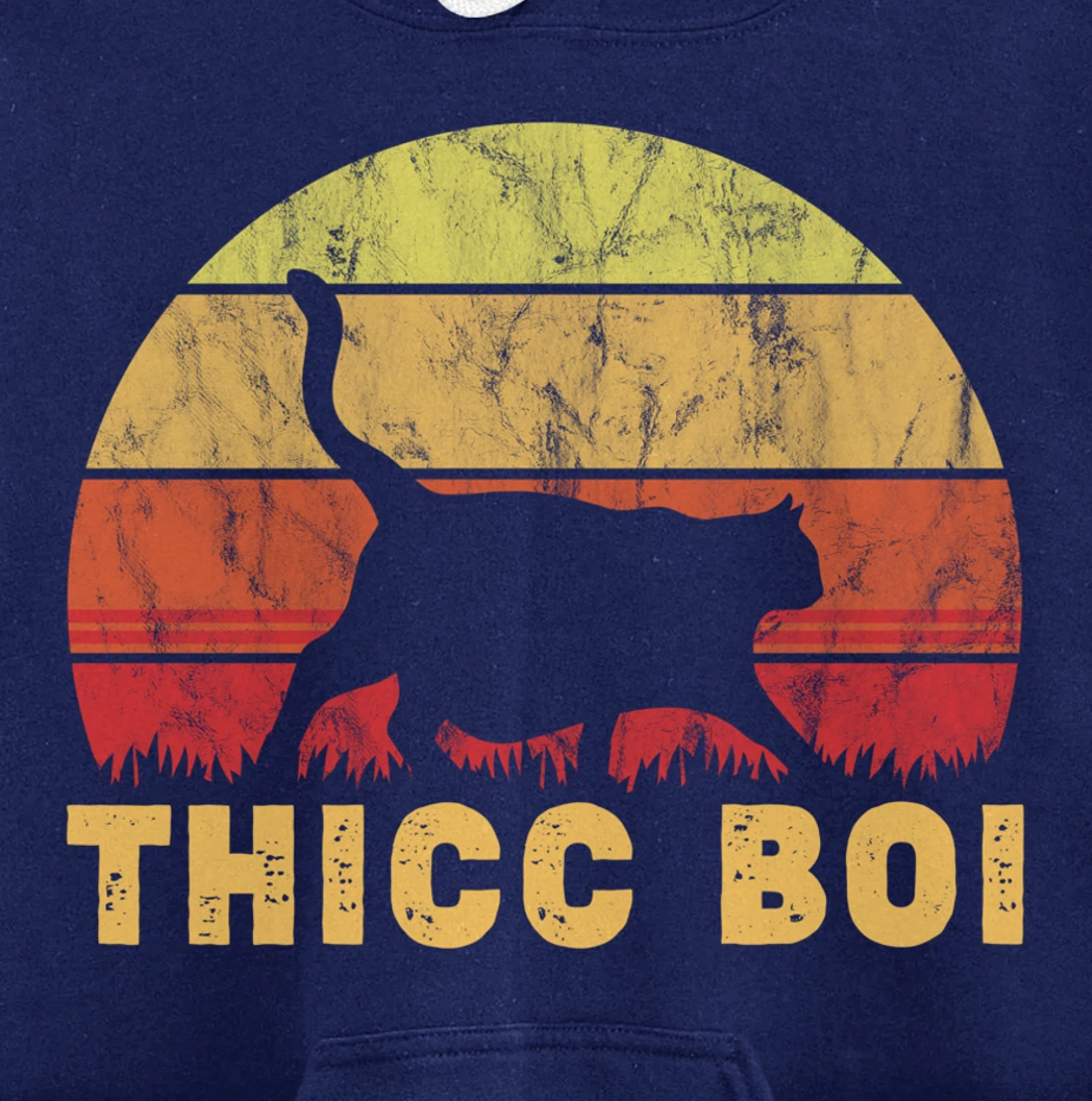 Vintage Thicc Boi Gifts for Boy Cat Fat Chonk Meme Lovers Pullover Hoodie