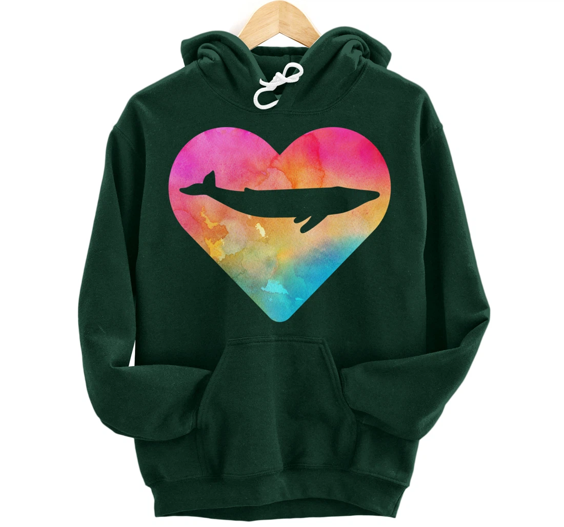 Women or Girls Blue Whale Tie Dye Watercolor Pullover Hoodie