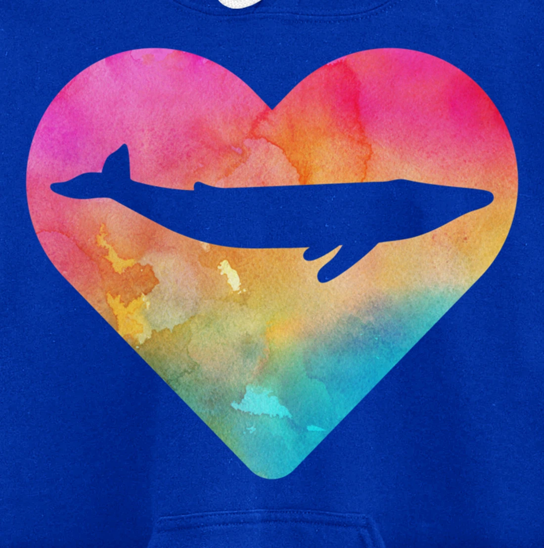 Women or Girls Blue Whale Tie Dye Watercolor Pullover Hoodie