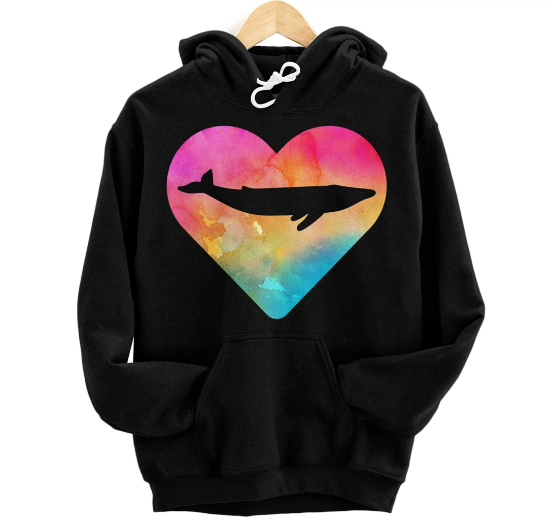 Women or Girls Blue Whale Tie Dye Watercolor Pullover Hoodie