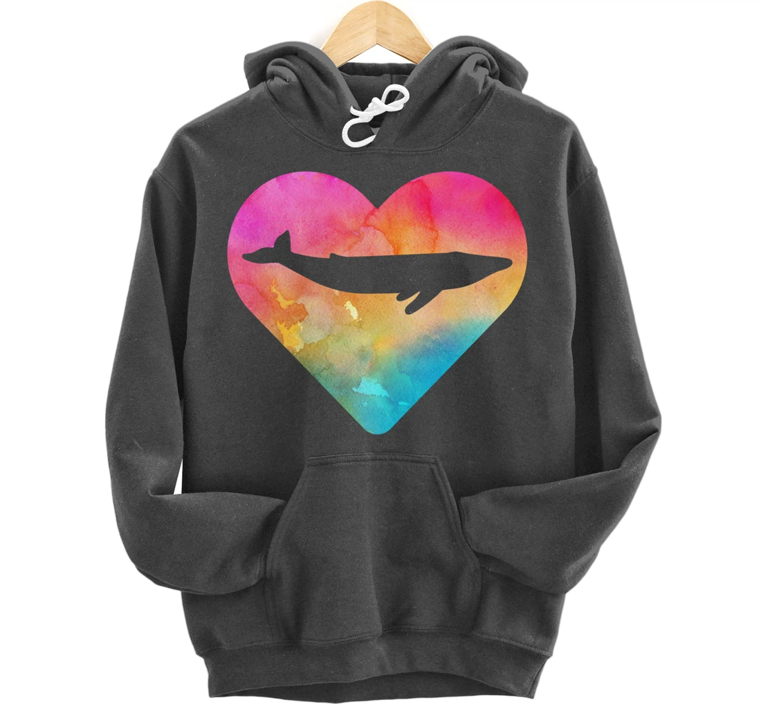 Women or Girls Blue Whale Tie Dye Watercolor Pullover Hoodie