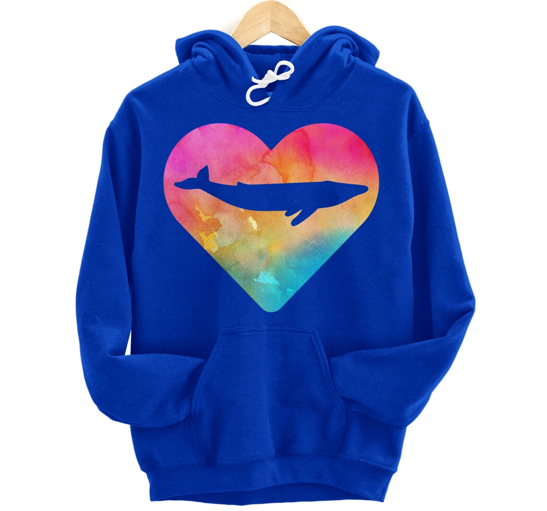 Women or Girls Blue Whale Tie Dye Watercolor Pullover Hoodie