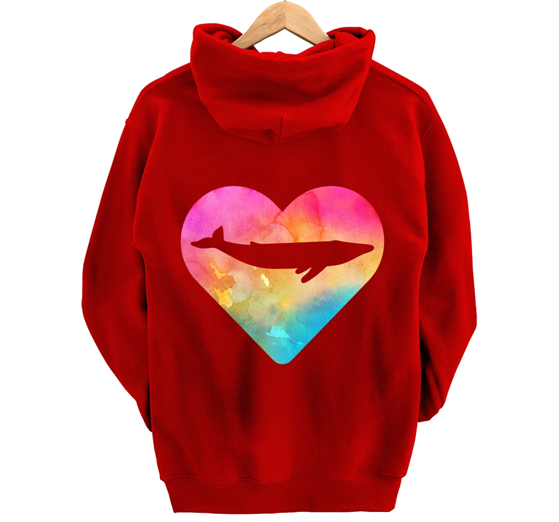 Women or Girls Blue Whale Tie Dye Watercolor Pullover Hoodie