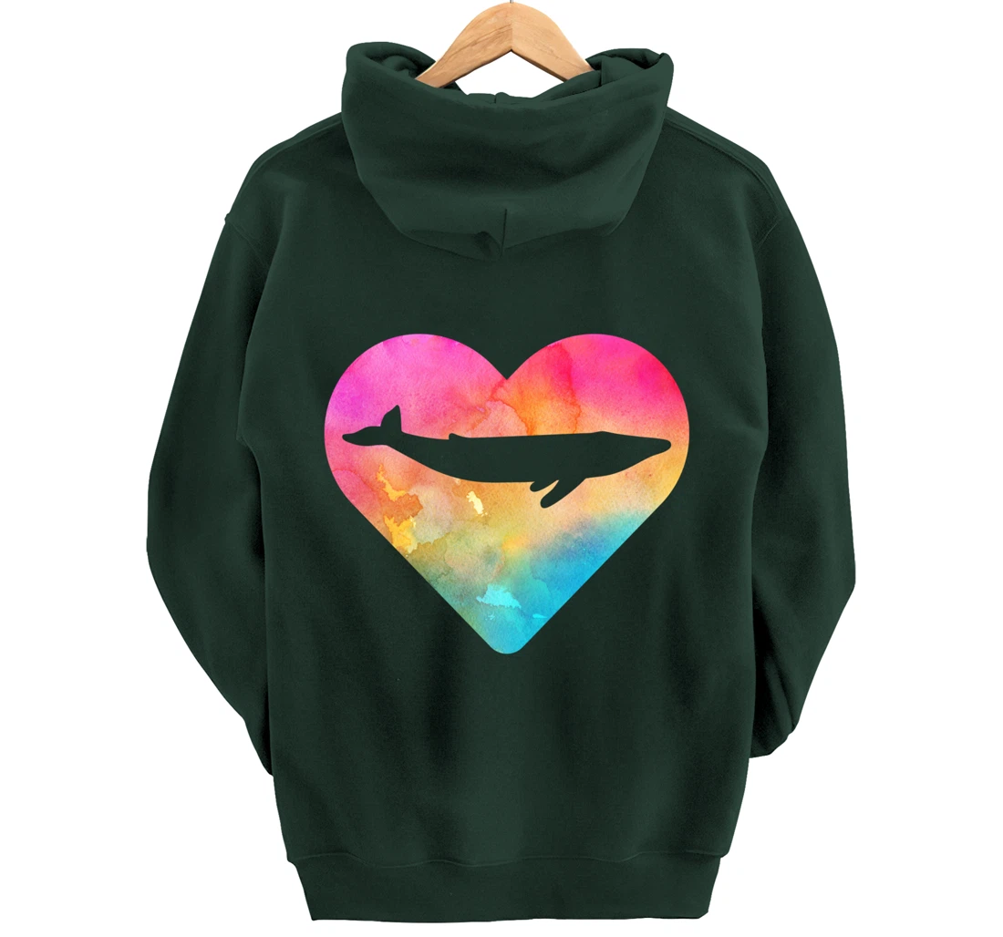 Women or Girls Blue Whale Tie Dye Watercolor Pullover Hoodie