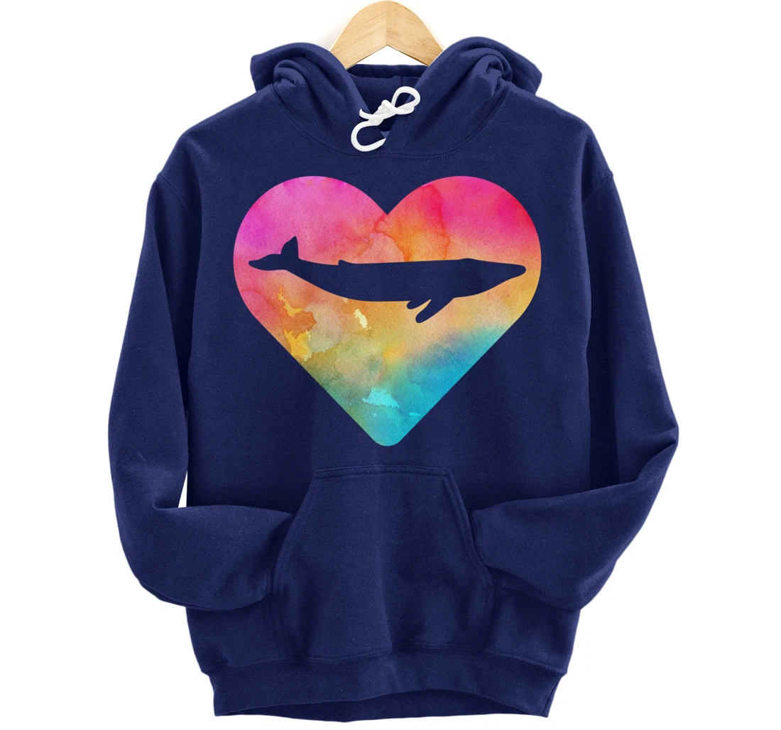 Women or Girls Blue Whale Tie Dye Watercolor Pullover Hoodie