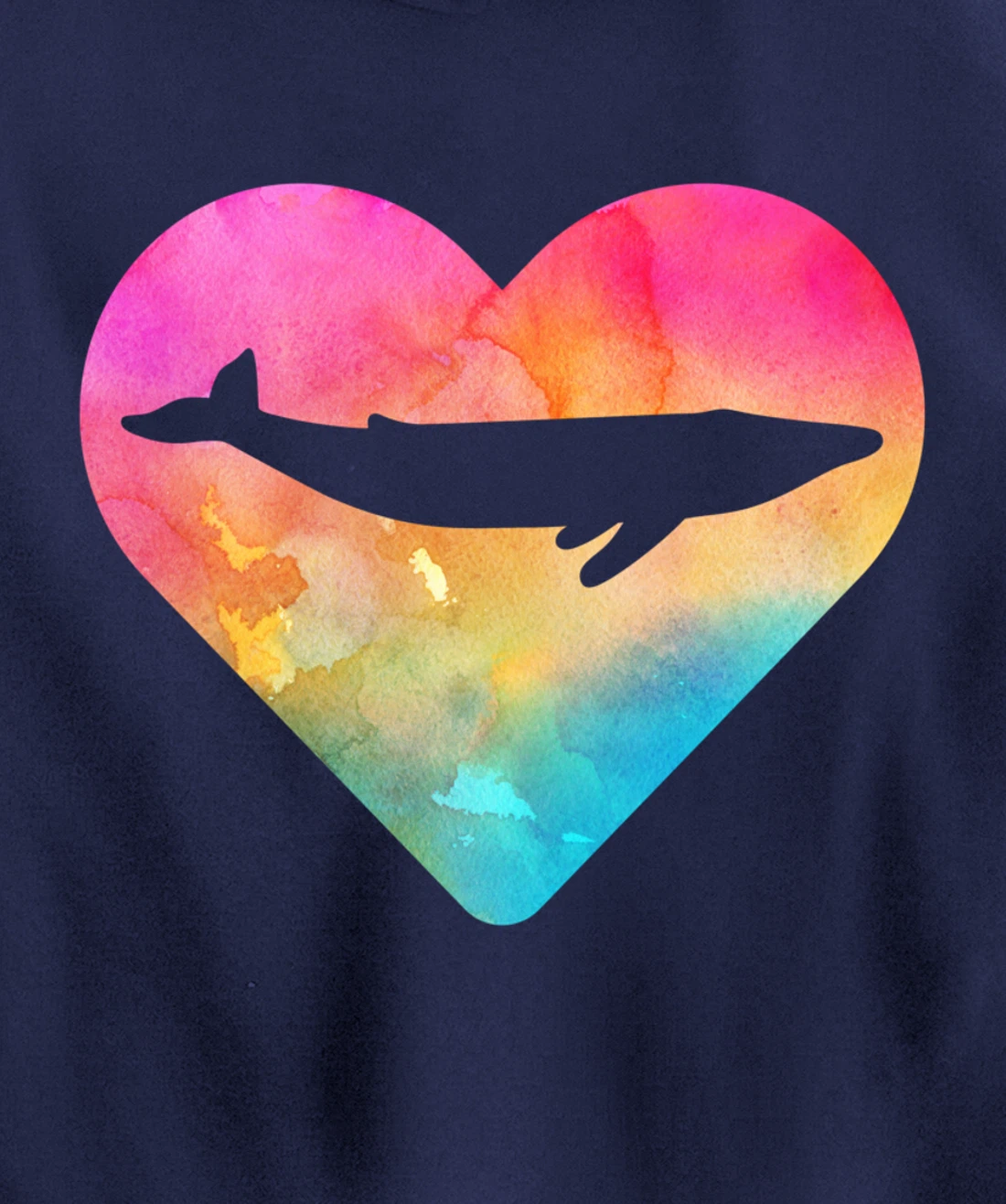 Women or Girls Blue Whale Tie Dye Watercolor Pullover Hoodie