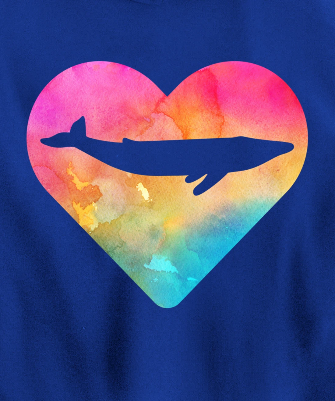 Women or Girls Blue Whale Tie Dye Watercolor Pullover Hoodie