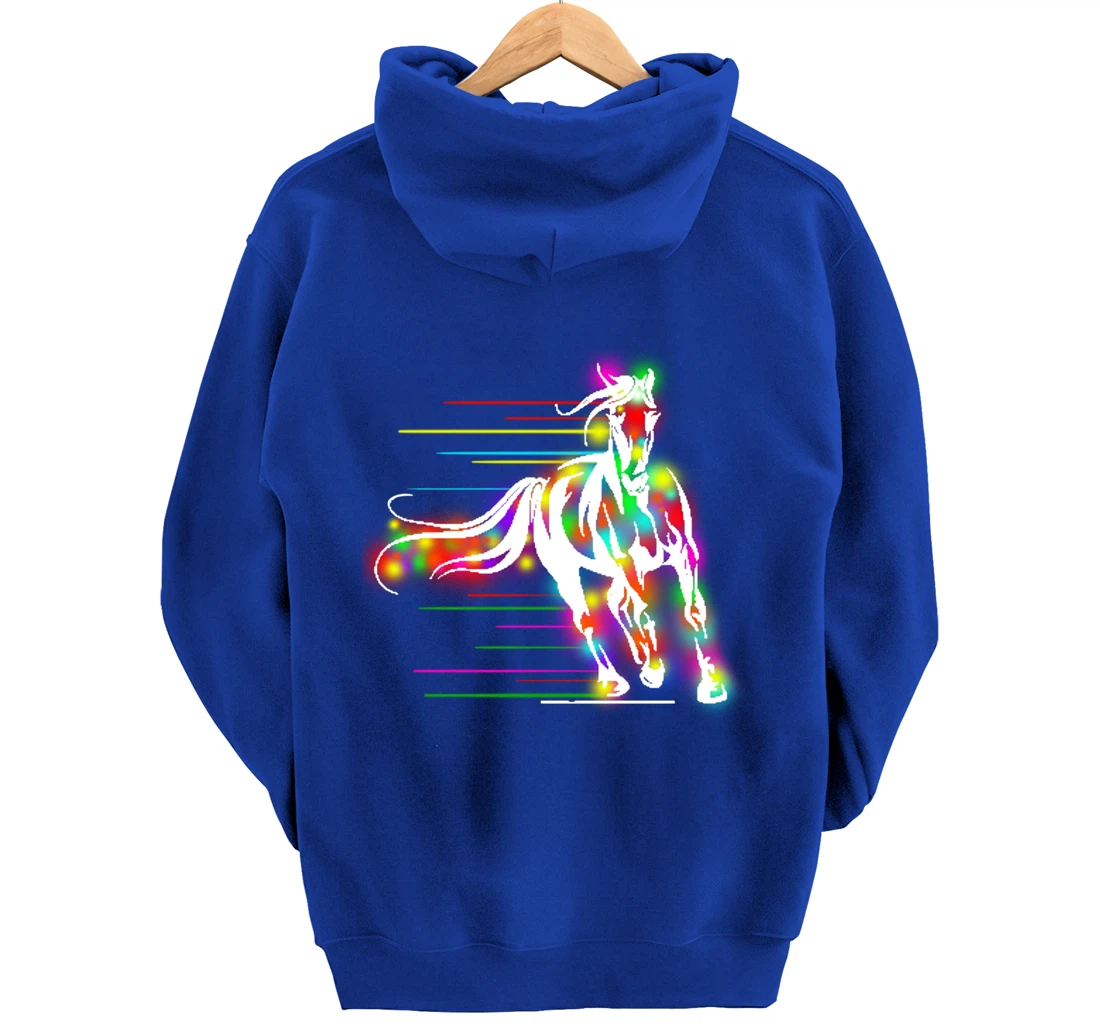 Colorful Horse Pop Art Abstract Equestrian Rider Rainbow Pullover Hoodie