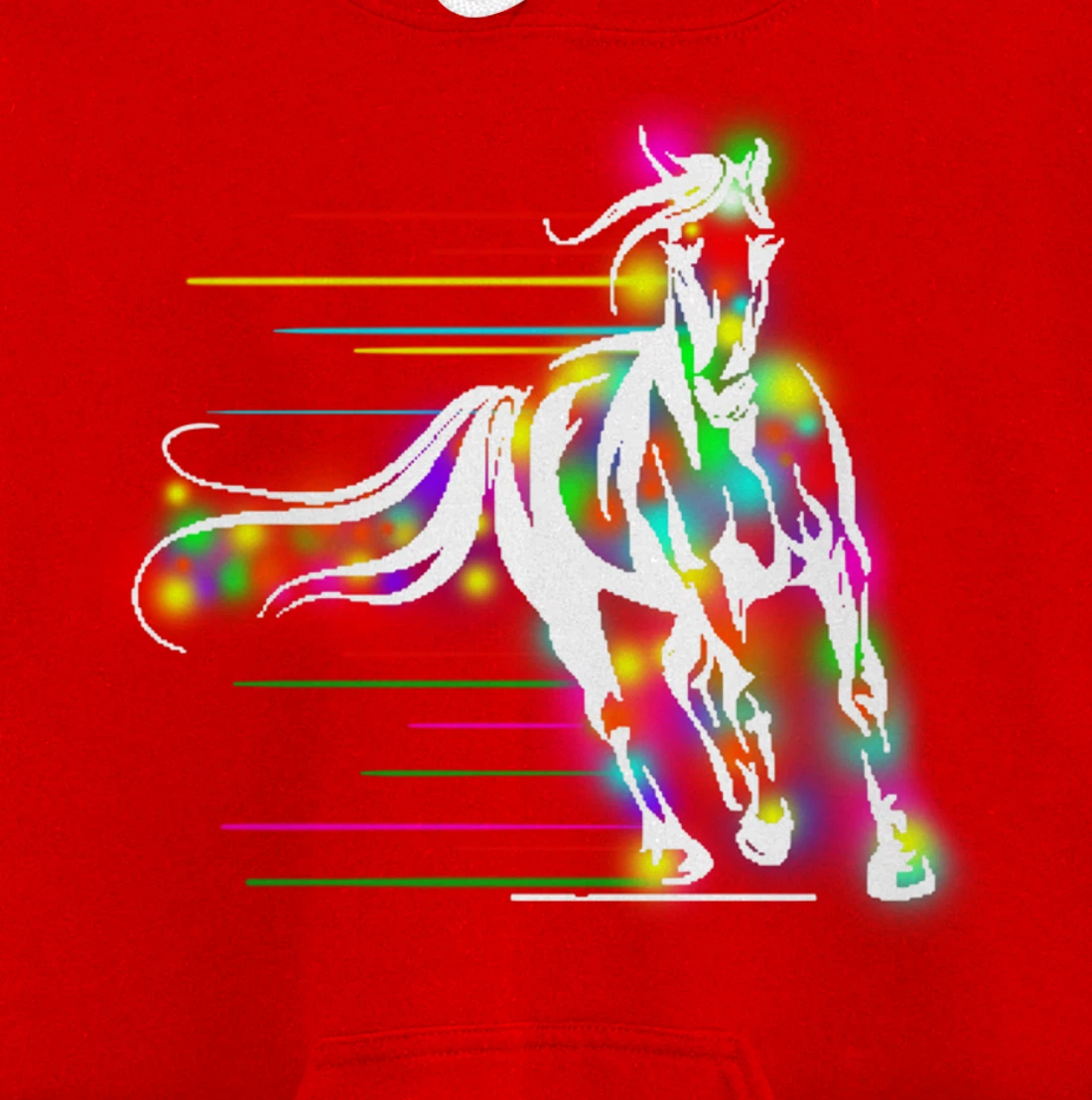 Colorful Horse Pop Art Abstract Equestrian Rider Rainbow Pullover Hoodie