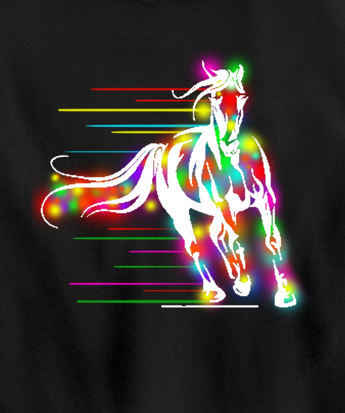 Colorful Horse Pop Art Abstract Equestrian Rider Rainbow Pullover Hoodie