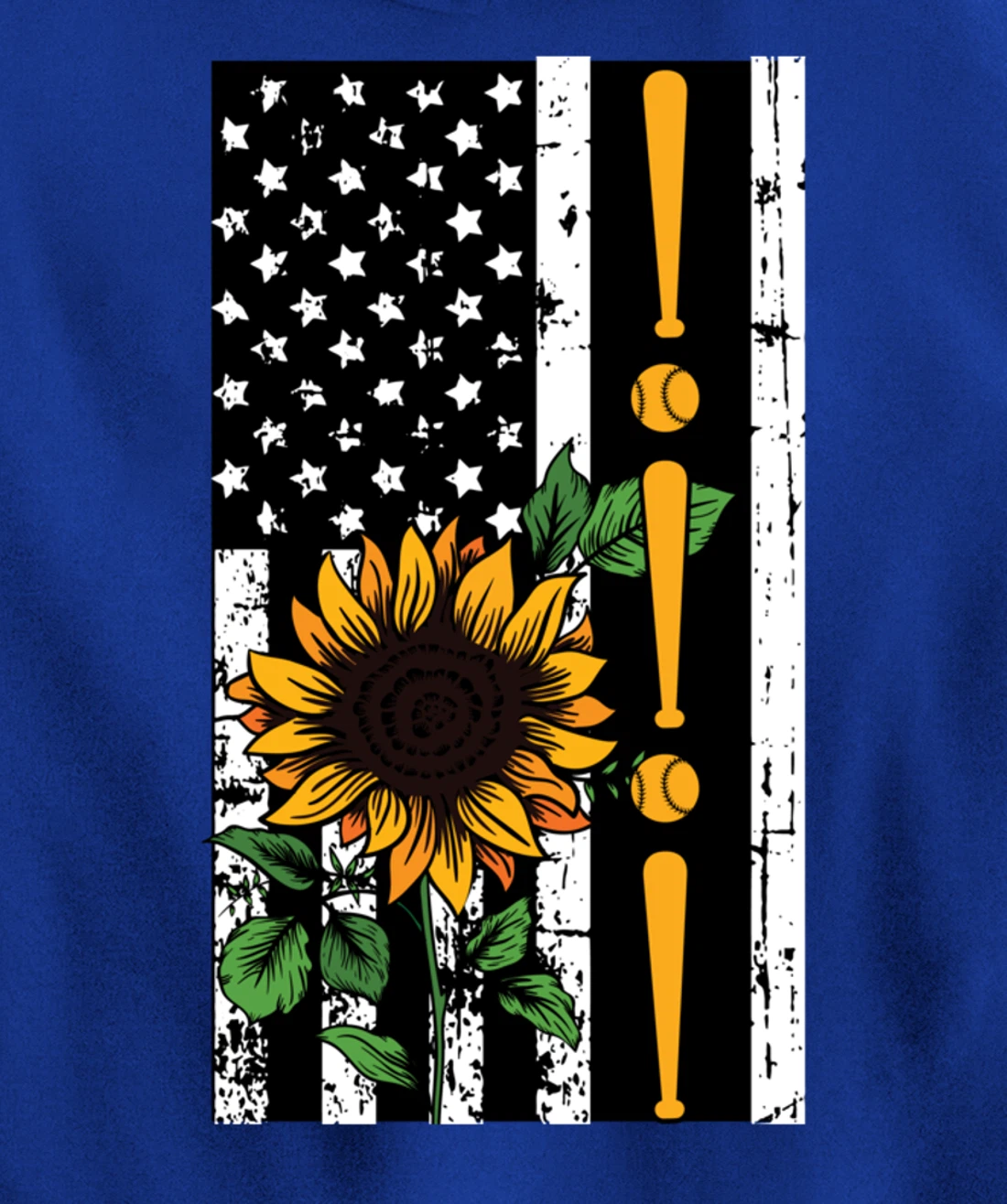 Baseball Player American Flag Sunflower Sports Lover Gifts Pullover Hoodie