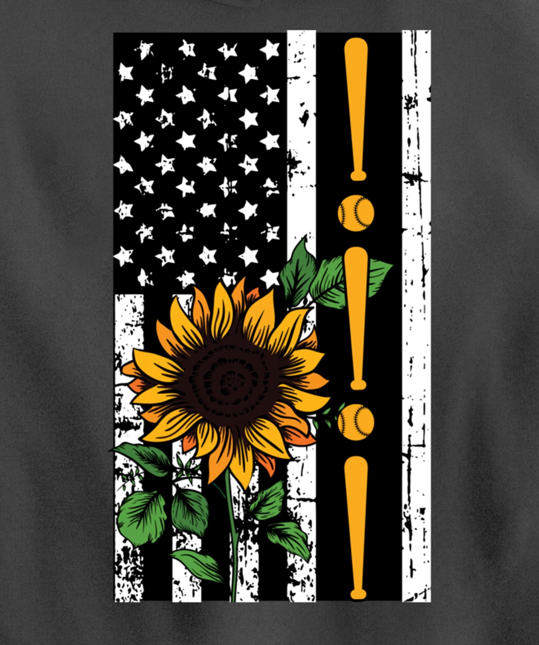 Baseball Player American Flag Sunflower Sports Lover Gifts Pullover Hoodie