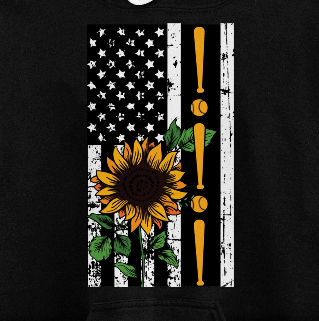 Baseball Player American Flag Sunflower Sports Lover Gifts Pullover Hoodie