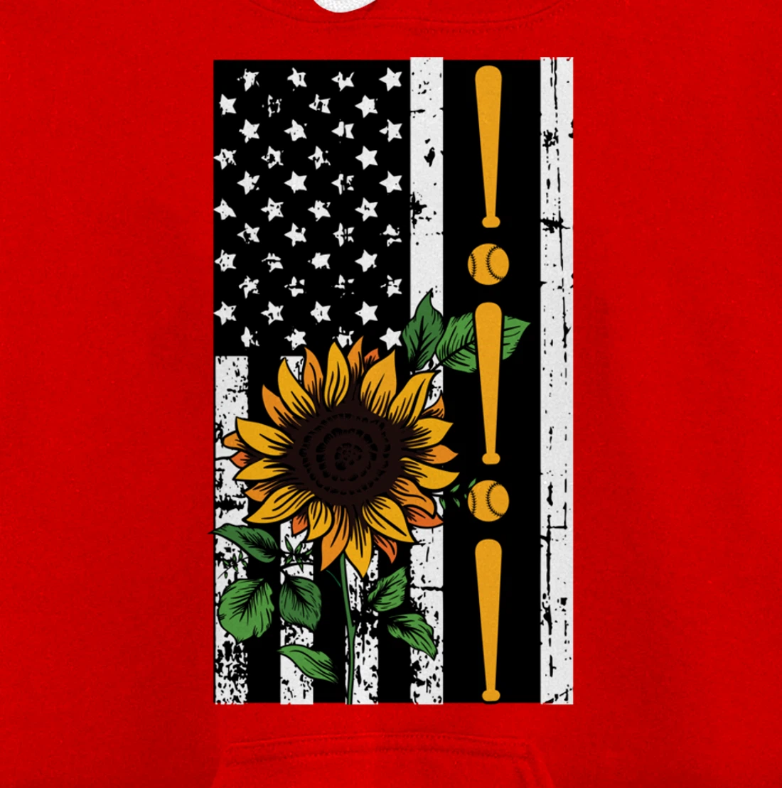 Baseball Player American Flag Sunflower Sports Lover Gifts Pullover Hoodie