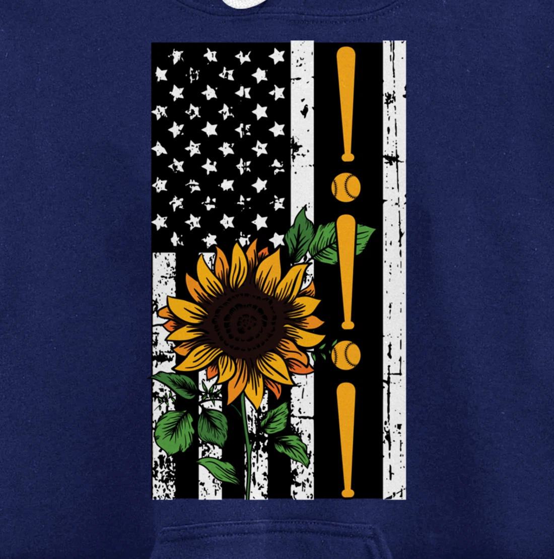Baseball Player American Flag Sunflower Sports Lover Gifts Pullover Hoodie