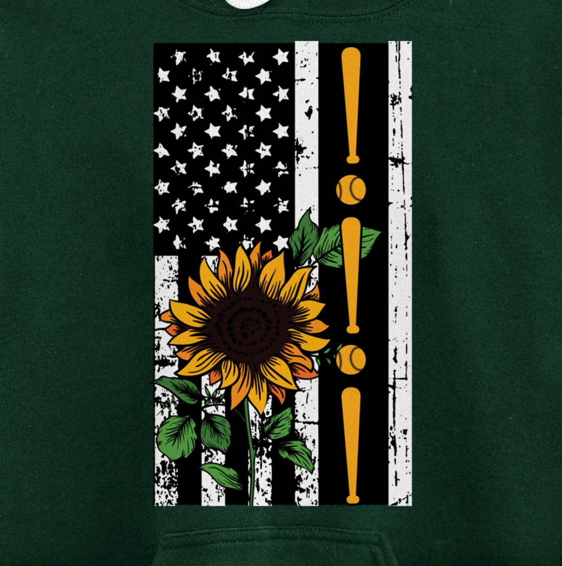 Baseball Player American Flag Sunflower Sports Lover Gifts Pullover Hoodie