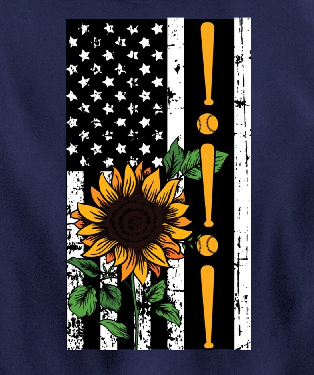 Baseball Player American Flag Sunflower Sports Lover Gifts Pullover Hoodie