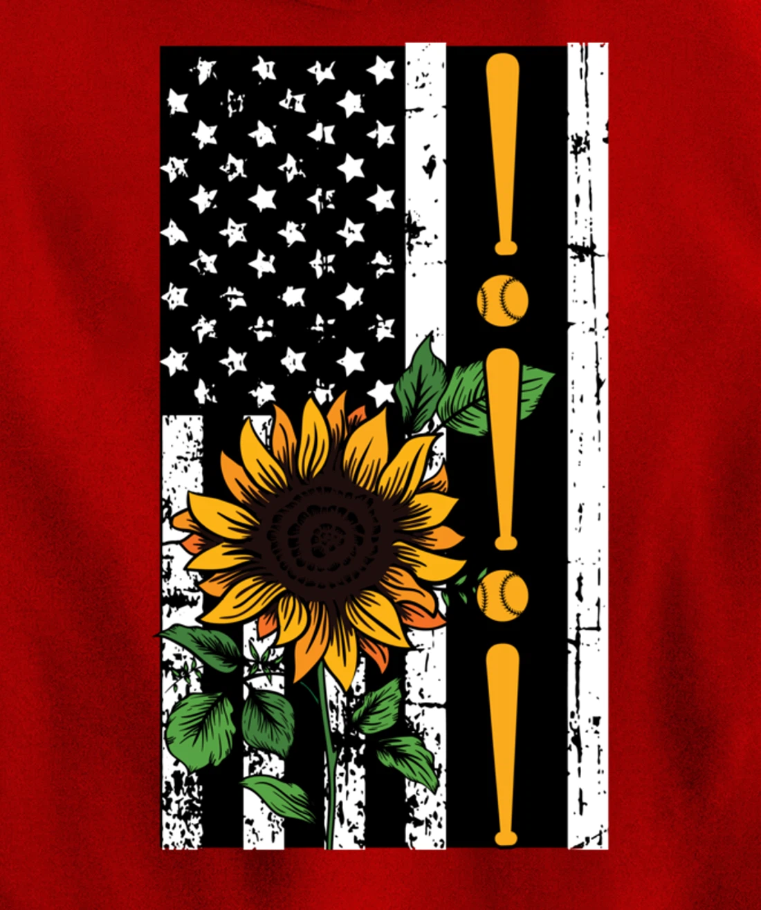 Baseball Player American Flag Sunflower Sports Lover Gifts Pullover Hoodie