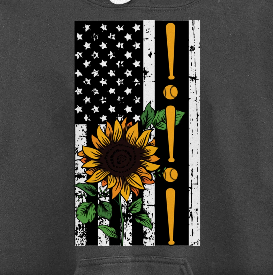 Baseball Player American Flag Sunflower Sports Lover Gifts Pullover Hoodie