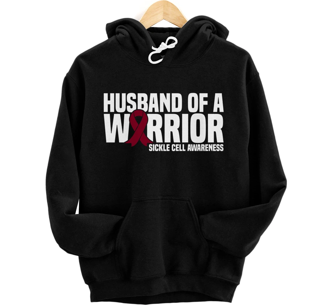 Husband of a Warrior Burgundy Ribbon Sickle Cell Awareness Pullover Hoodie