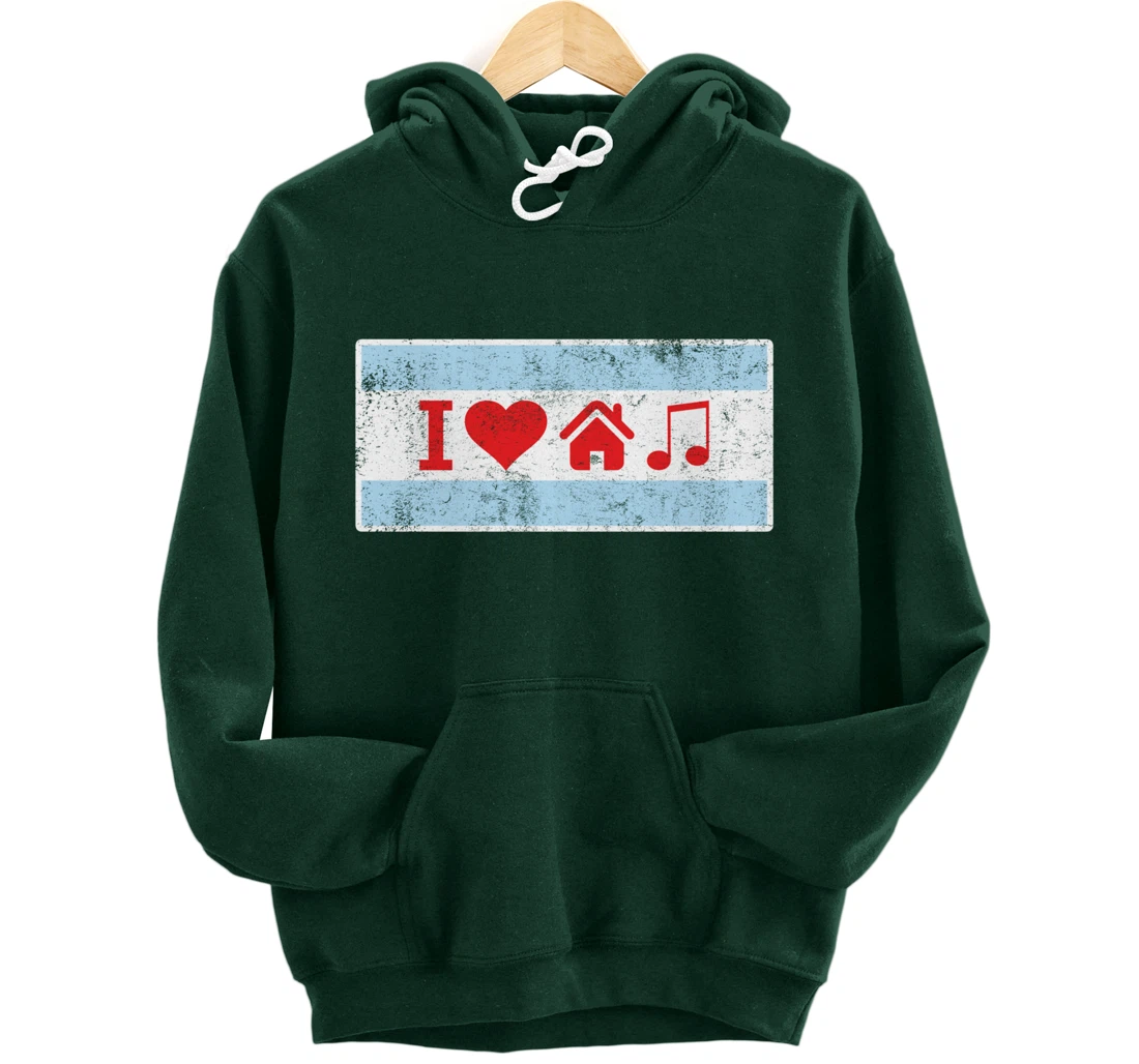 I Love Chicago House Music - Flag DJ Gift Pullover Hoodie