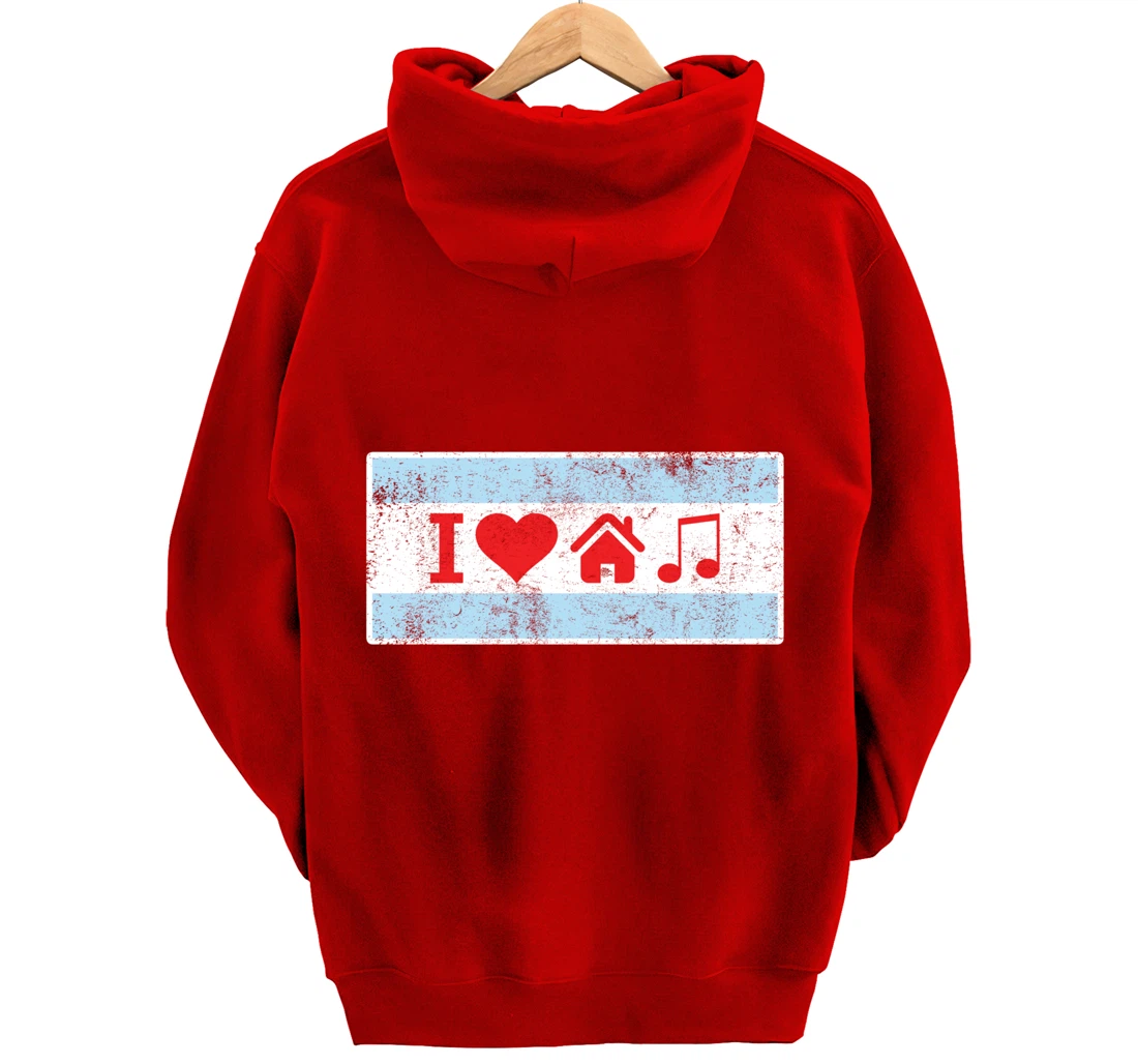 I Love Chicago House Music - Flag DJ Gift Pullover Hoodie