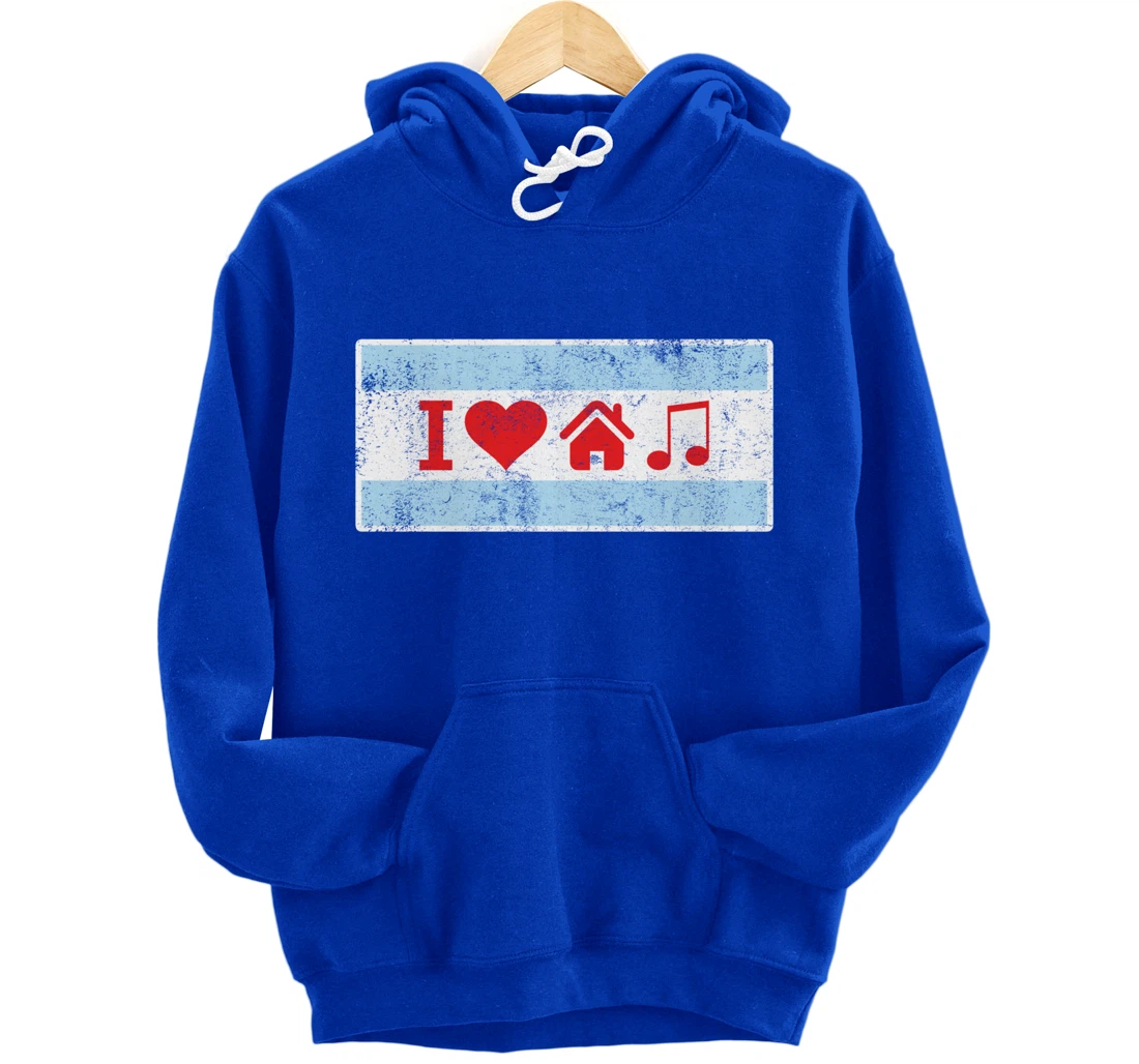 I Love Chicago House Music - Flag DJ Gift Pullover Hoodie