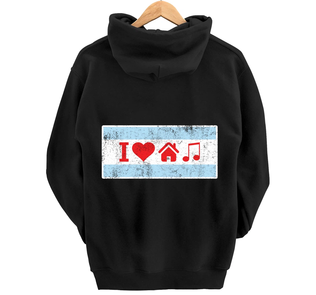 I Love Chicago House Music - Flag DJ Gift Pullover Hoodie