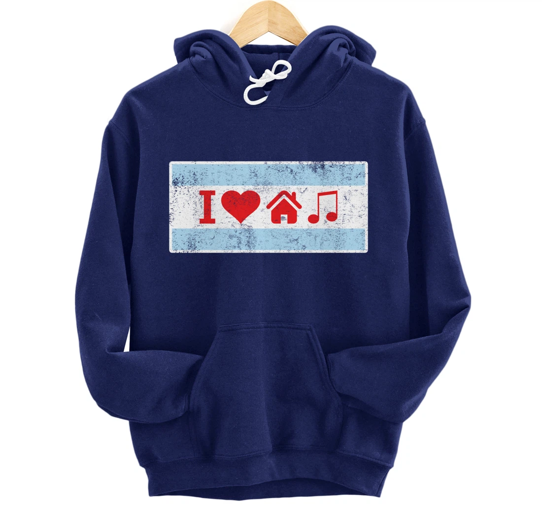 I Love Chicago House Music - Flag DJ Gift Pullover Hoodie