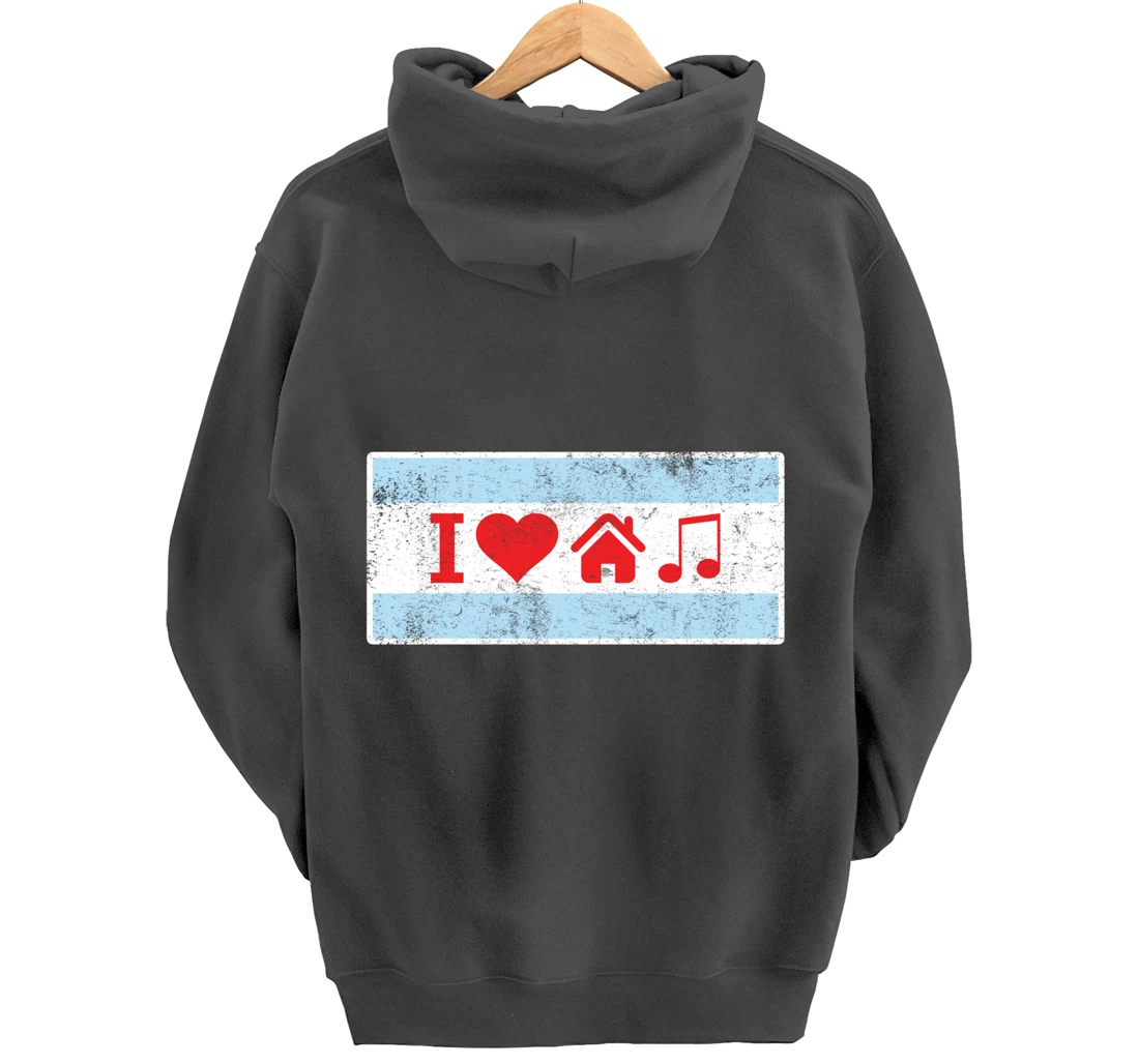 I Love Chicago House Music - Flag DJ Gift Pullover Hoodie