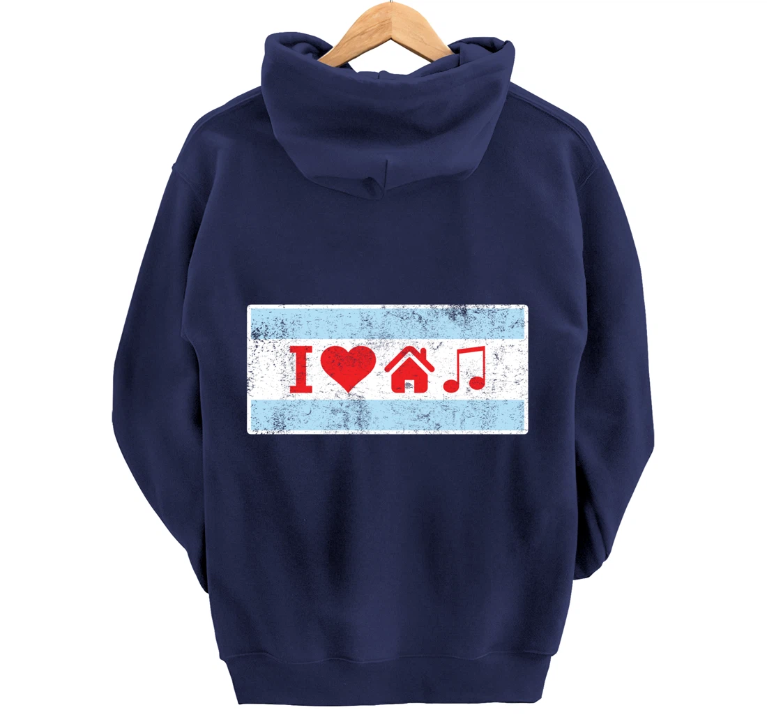 I Love Chicago House Music - Flag DJ Gift Pullover Hoodie