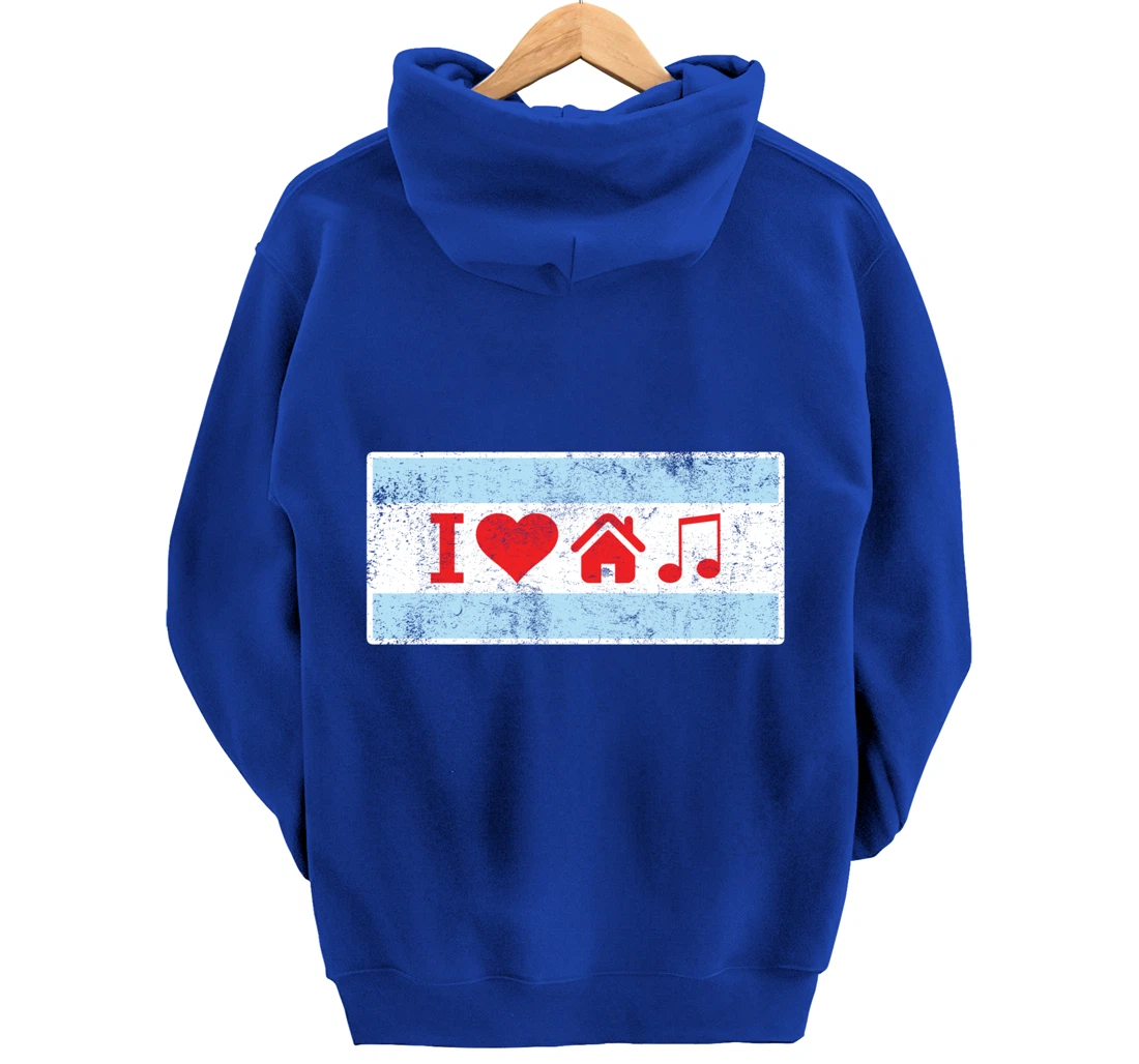 I Love Chicago House Music - Flag DJ Gift Pullover Hoodie