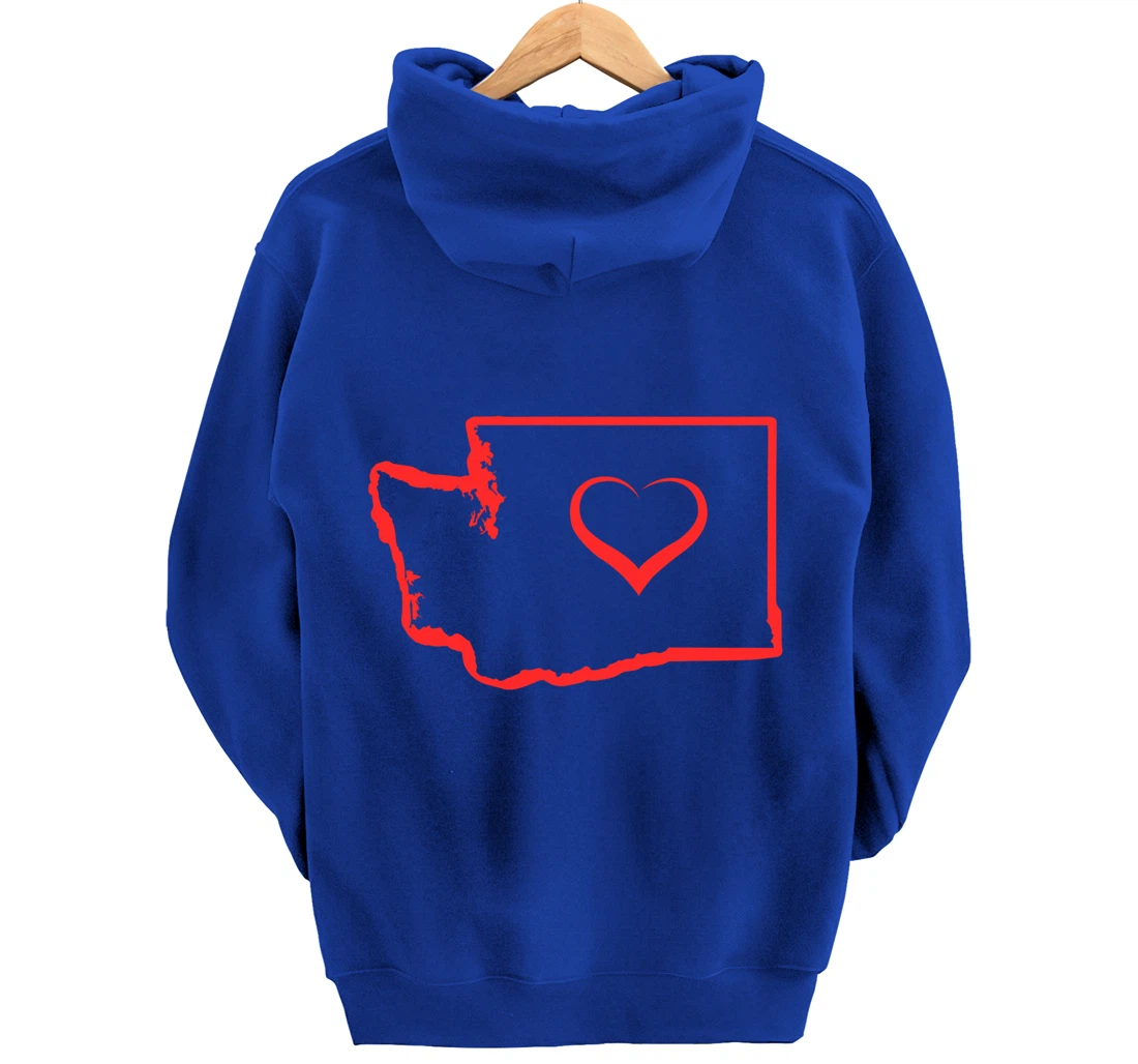 Washington Home State I Love Washington Heart Pullover Hoodie