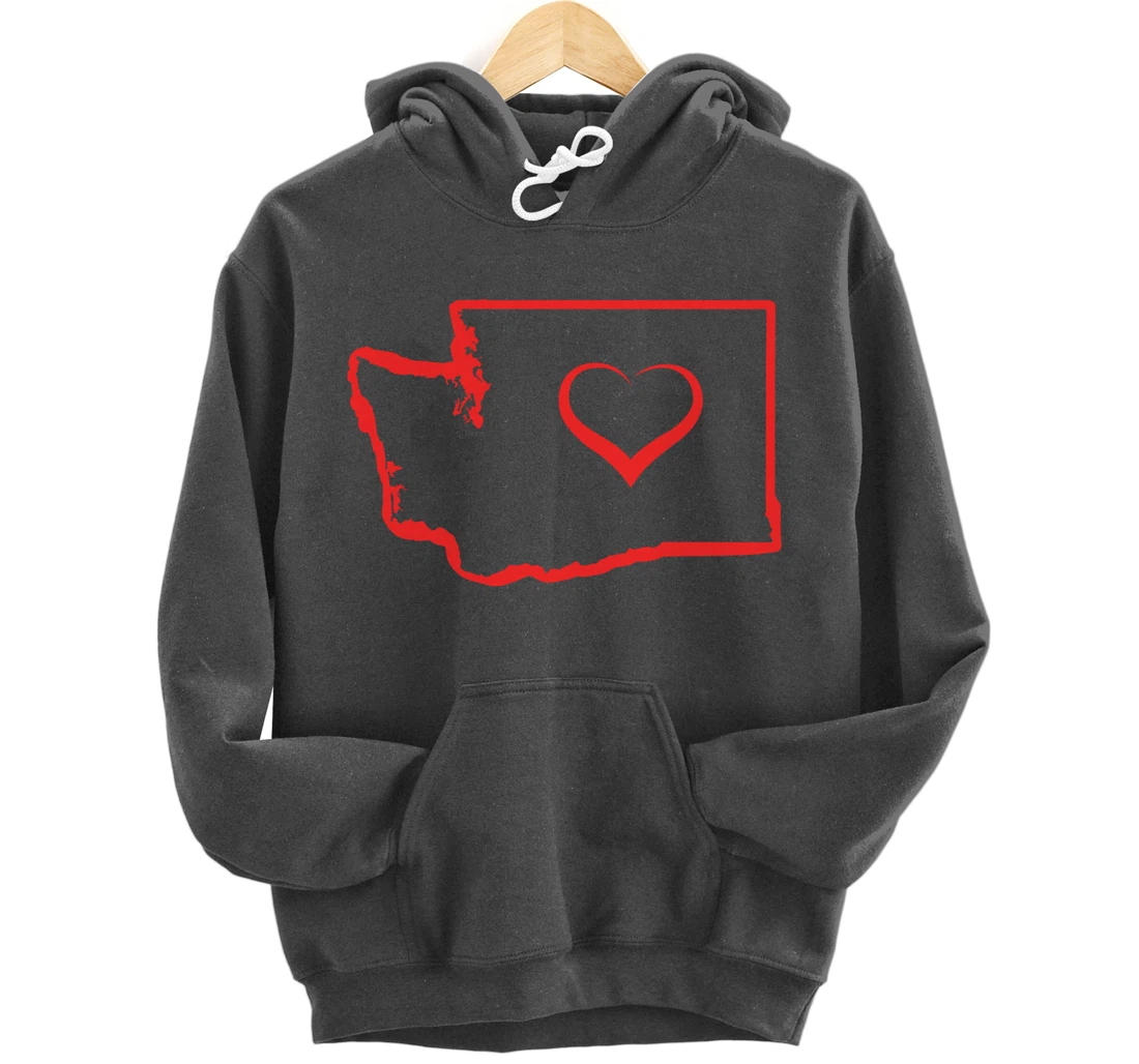 Washington Home State I Love Washington Heart Pullover Hoodie