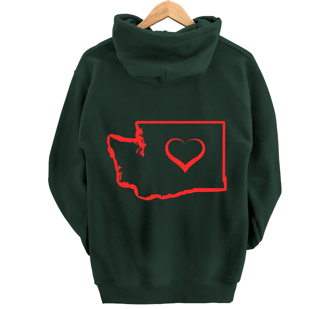 Washington Home State I Love Washington Heart Pullover Hoodie