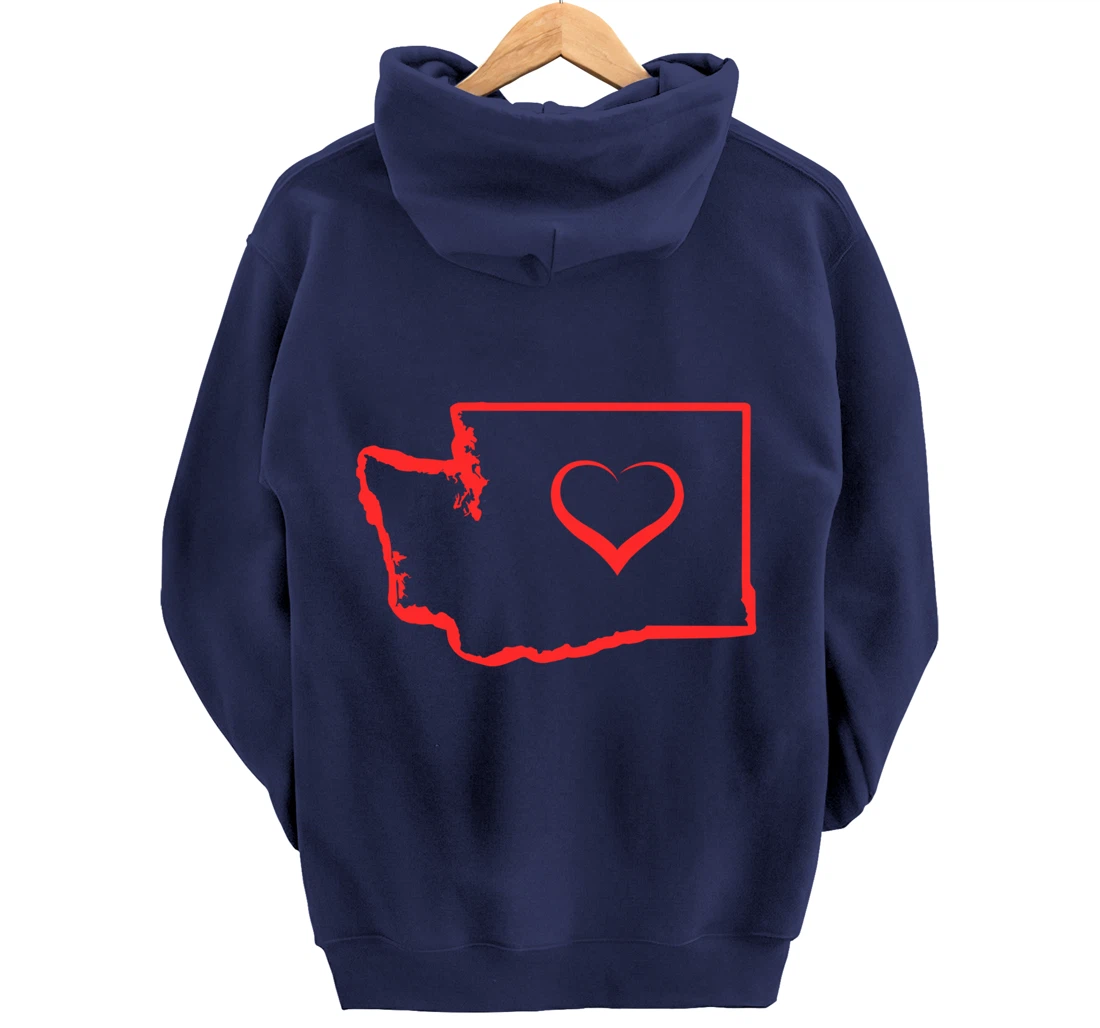 Washington Home State I Love Washington Heart Pullover Hoodie