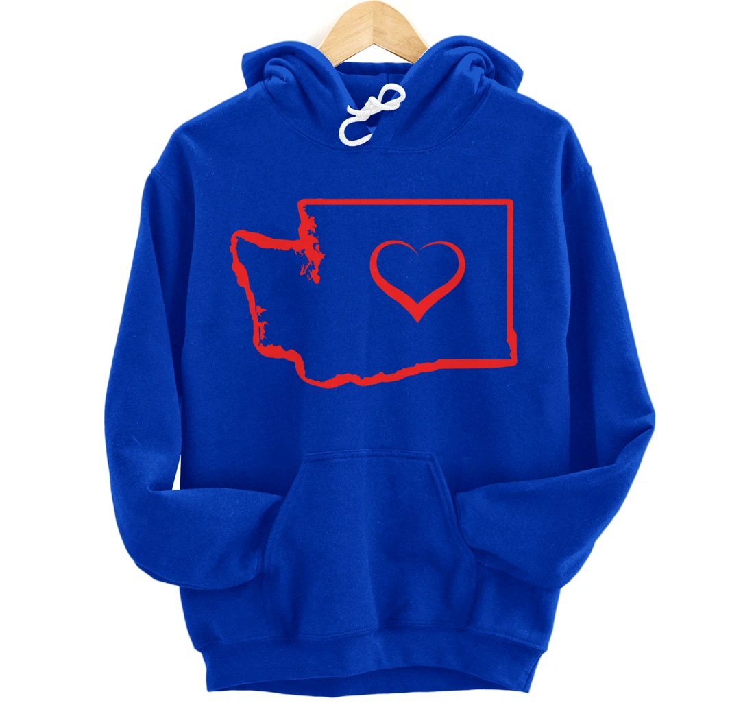 Washington Home State I Love Washington Heart Pullover Hoodie