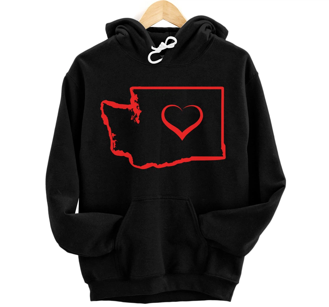 Washington Home State I Love Washington Heart Pullover Hoodie