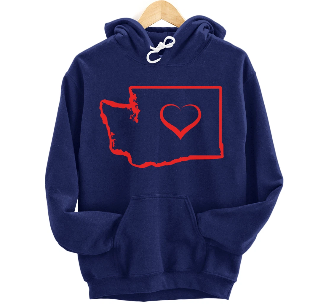 Washington Home State I Love Washington Heart Pullover Hoodie