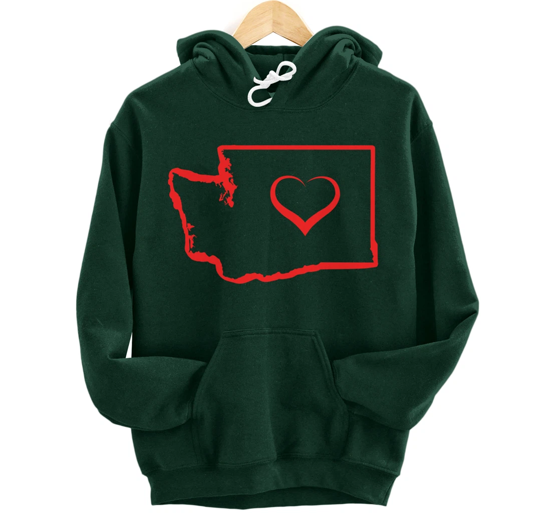 Washington Home State I Love Washington Heart Pullover Hoodie