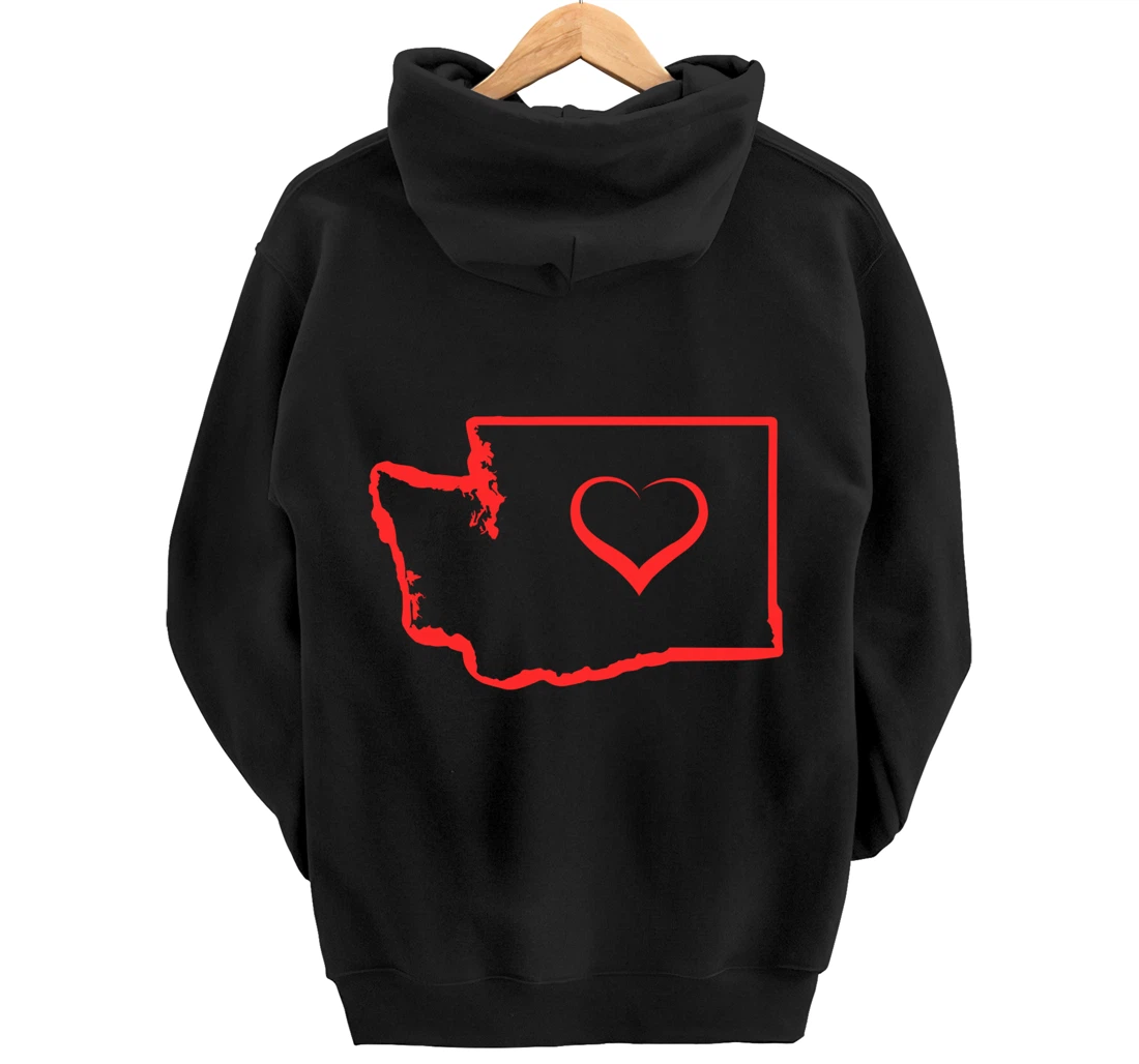 Washington Home State I Love Washington Heart Pullover Hoodie