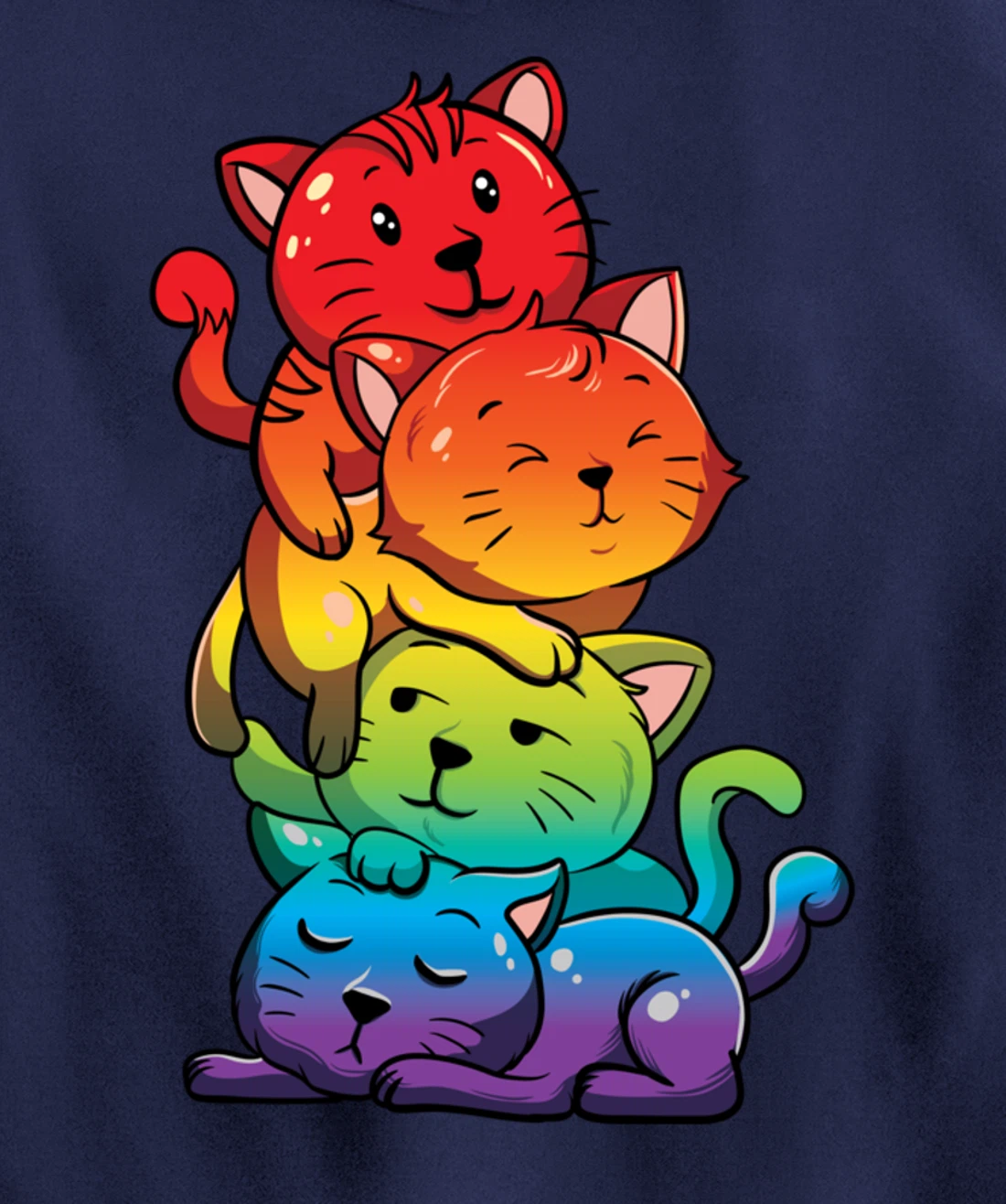 Kawaii Cat Pile LGBT Gay Pride Flag Kittens Pullover Hoodie