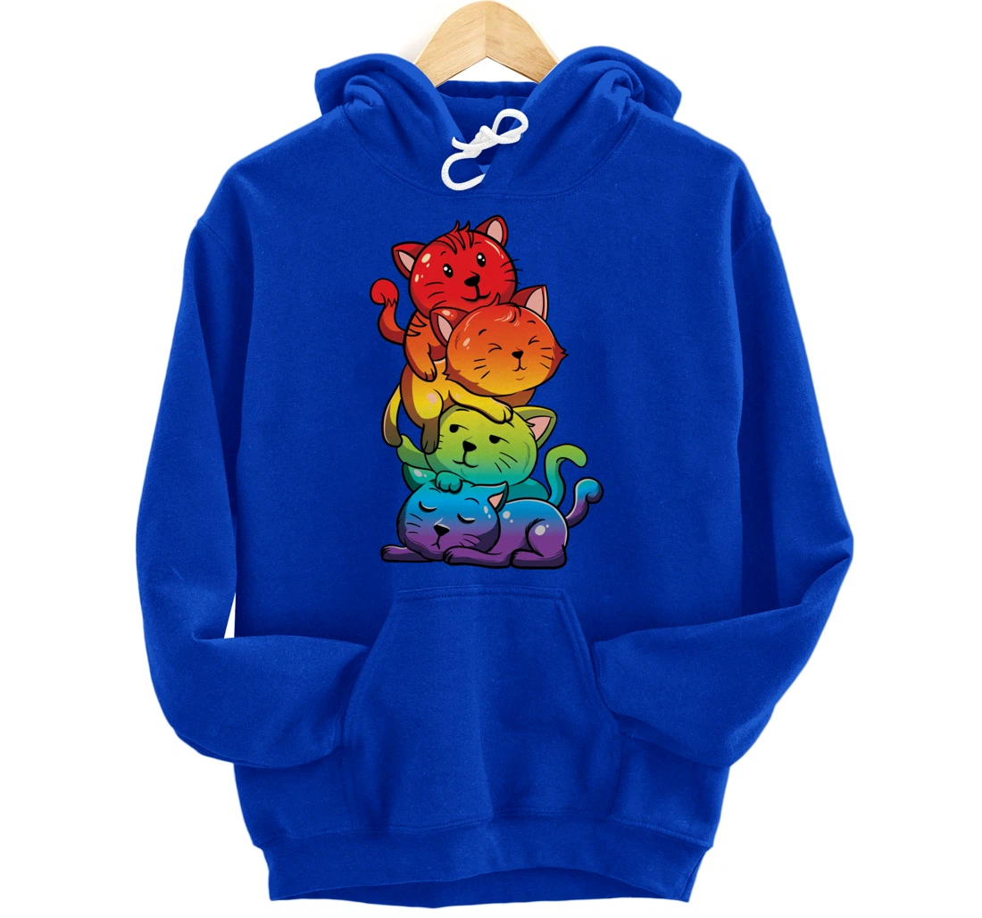Kawaii Cat Pile LGBT Gay Pride Flag Kittens Pullover Hoodie